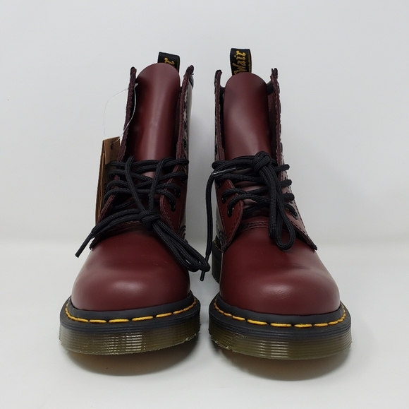 Dr Martens 1460W Cherry burgundy Leather Boots 8eyed Women's US Size 5 New - Picture 8 of 11